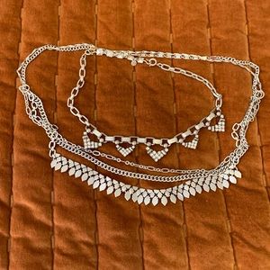 Stella & Dot - Silver necklace (2 piece set)